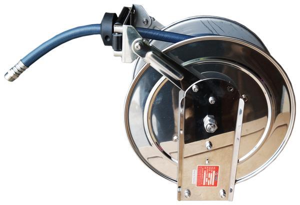 MECLUBE 070-2405-325 Stainless Steel Hose Reel AISI 304 Fixed FOR WATER  150° C 400 Bar FX 550 WITH HOSE 25 M ø 3/8