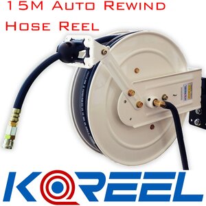 Koreel Heavy Duty Air Hose Reel With 15m of 9mm Hose with 1/4" Nitto Type Fittings