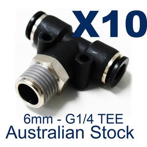 10 x Branch Tee 6mm Airline with 1/4 Thread