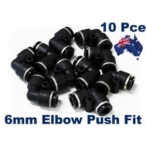 10 x Pneumatic Push Fit 6mm Elbow